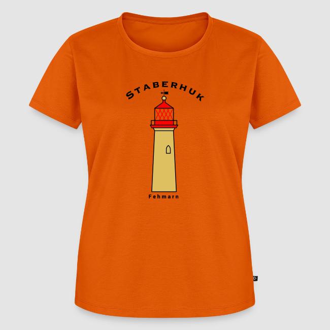 Motiv "Leuchtturm Staberhuk" gedruckt auf Frauen-T-Shirt