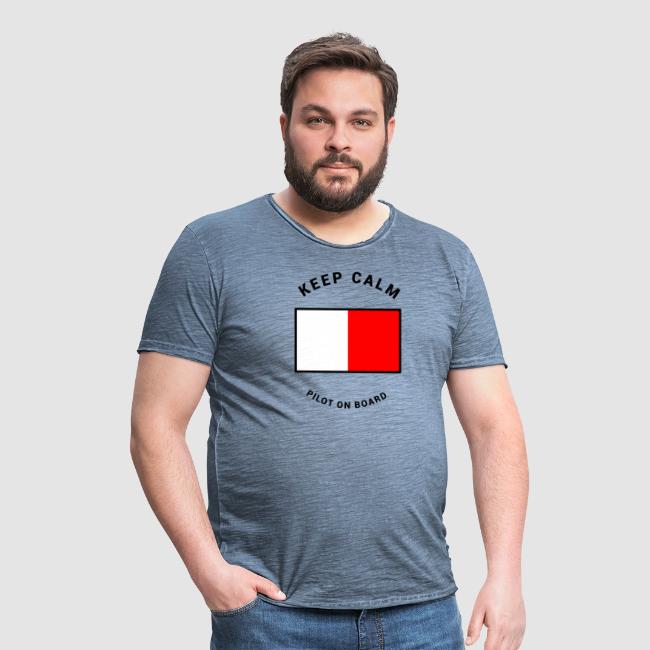 Motiv "Flagge H - Lotse an Bord" gedruckt auf Vintage-Shirt