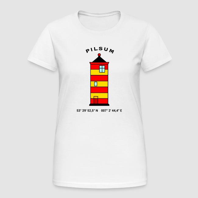 Motiv "Pilsumer Leuchtturm" gedruckt auf Frauen-T-Shirt