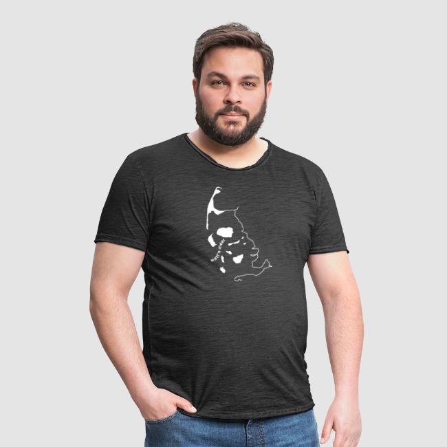 Motiv "Nordfriesische Inseln" gedruckt auf Vintage-T-Shirt 